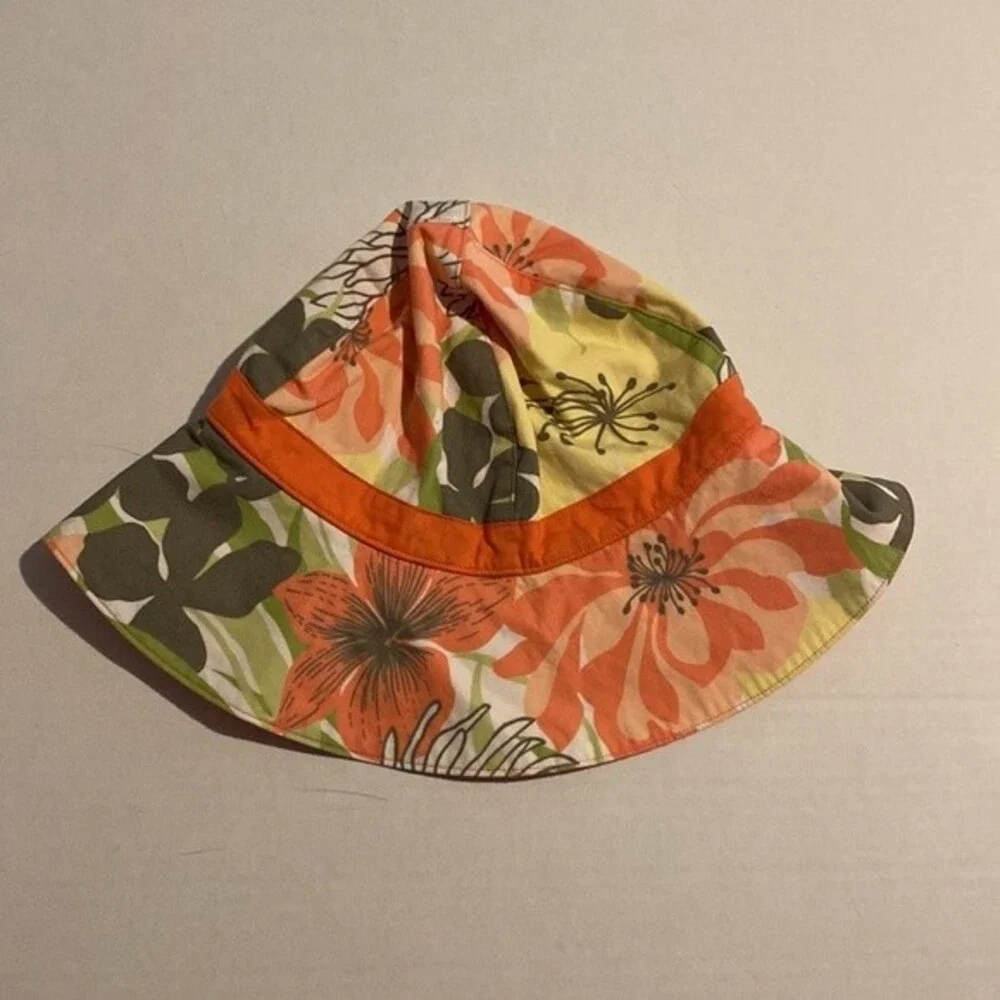 Janie And Jack Girls Botanical Oasis Sun Hat Orange Green Size 2T-3T NEW